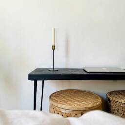 Wall Console - Black Oiled Sideboard Reclaimed Wood Table Construction Timber Dressing Solid Scaffold Plank Sustainable Minimalist - thumbnail 4