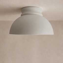 Large Pompeii - Ceramic Flush Mount Ceiling Light Handmade Minimalist Dome Fixture in Bone White - thumbnail 2