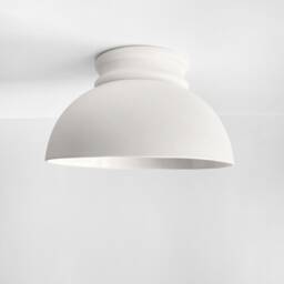Large Pompeii - Ceramic Flush Mount Ceiling Light Handmade Minimalist Dome Fixture in Bone White - thumbnail 2