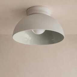 Large Pompeii - Ceramic Flush Mount Ceiling Light Handmade Minimalist Dome Fixture in Bone White - thumbnail 3