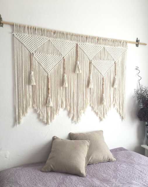 Macrame Headboard Wall Art Decoration Large Hanging - Bohemian Home Decor Tapestry - image 1
