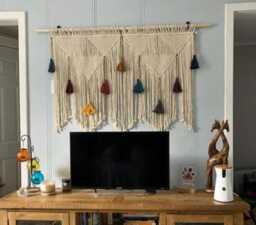 Macrame Headboard Wall Art Decoration Large Hanging - Bohemian Home Decor Tapestry - thumbnail 3