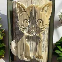 Cat Sculpture Book Art - thumbnail 3