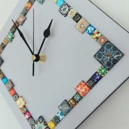 Lilac Diamond Wall Clock With Glass Cabochons - Original Home Decor - 28cm - thumbnail 4