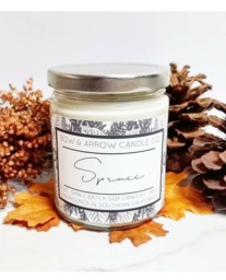 7 Oz Natural Soy Candle Spruce Scented - Jar Pine Fall Scents Autumn Gift Idea