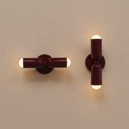 Burgundy Wall Sconce - Cherry Double Walllight Bathroom Vanity Lamp Bedroom & Hallway - thumbnail 1