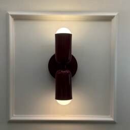 Burgundy Wall Sconce - Cherry Double Walllight Bathroom Vanity Lamp Bedroom & Hallway - thumbnail 4