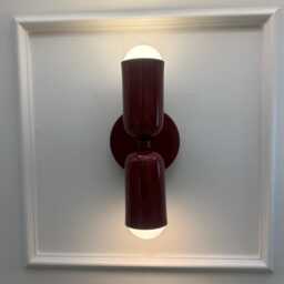Burgundy Wall Sconce - Cherry Double Walllight Bathroom Vanity Lamp Bedroom & Hallway - thumbnail 3