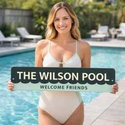 Welcome Friends Pool Sign, Personalized Family Name Wall Custom Decor, Metal Patio Decor - Quality Aluminum - thumbnail 1