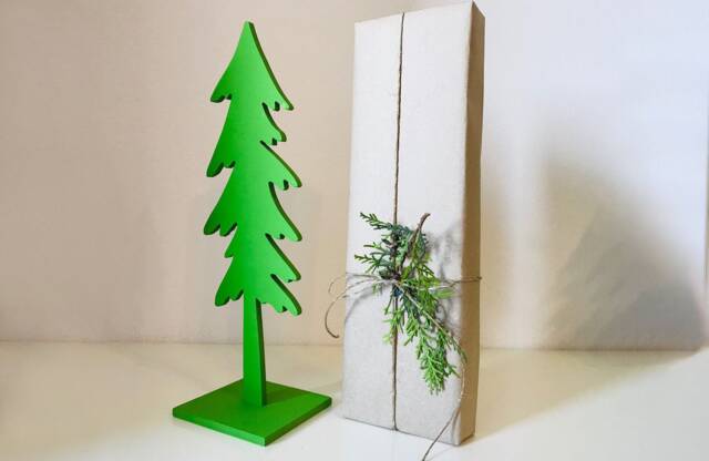 Personalized Wooden Christmas Tree, Custom Corporate Gift, Modern Holiday Decor, Office Desk Engraved Wood Tree - image 1