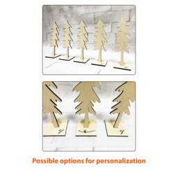 Personalized Wooden Christmas Tree, Custom Corporate Gift, Modern Holiday Decor, Office Desk Engraved Wood Tree - thumbnail 3