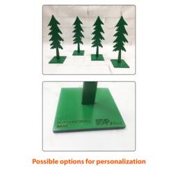Personalized Wooden Christmas Tree, Custom Corporate Gift, Modern Holiday Decor, Office Desk Engraved Wood Tree - thumbnail 2