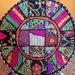 Patchwork Pouf Cover. Indian Ottoman. Home Deco - thumbnail 2