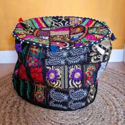 Patchwork Pouf Cover. Indian Ottoman. Home Deco - thumbnail 3