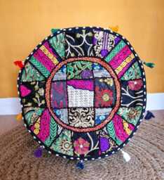 Patchwork Pouf Cover. Indian Ottoman. Home Deco - thumbnail 1