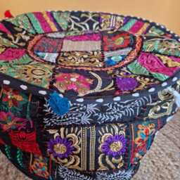Patchwork Pouf Cover. Indian Ottoman. Home Deco - thumbnail 4
