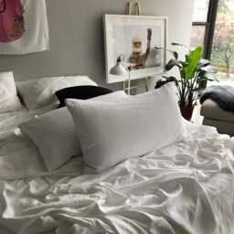 Pair Of Linen Pillowcases - Blue Moon Minimalist Bedding Made To Order in The Usa - thumbnail 1