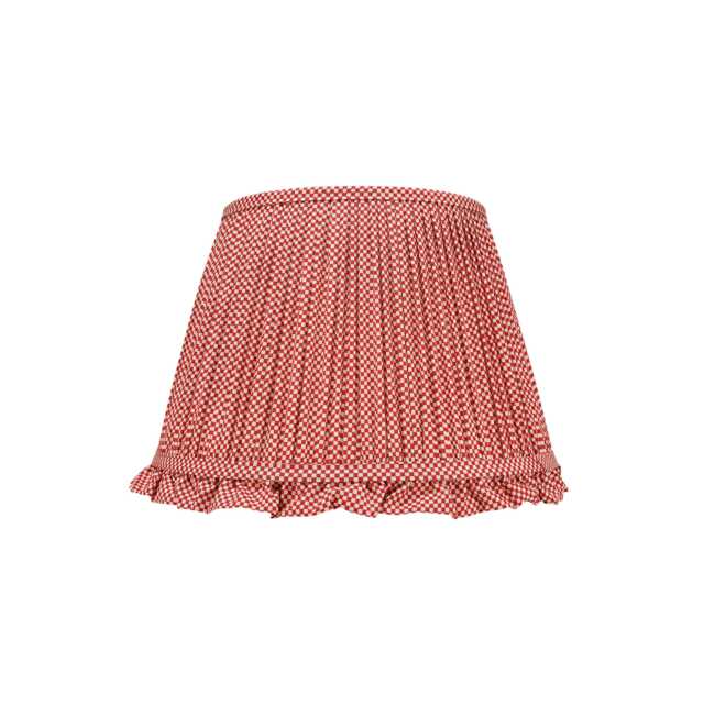 Red Checked Lampshade With Frill - image 1