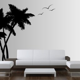 Palm Coconut Tree Wall Decal With Seagull Birds Art - 6 Feet Tall1114 - thumbnail 3