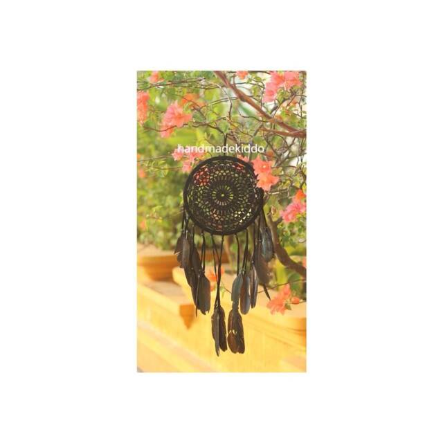 Sale Bali Dream Catcher Wall Hanging, Boho, Bohemian, Crochet, Knit, Boho Catcher, Gift Ideas, Christmas Gift, Halloween - Black Color - image 1