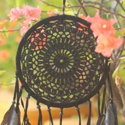 Sale Bali Dream Catcher Wall Hanging, Boho, Bohemian, Crochet, Knit, Boho Catcher, Gift Ideas, Christmas Gift, Halloween - Black Color - thumbnail 4