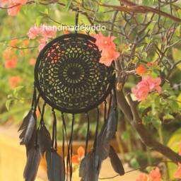Sale Bali Dream Catcher Wall Hanging, Boho, Bohemian, Crochet, Knit, Boho Catcher, Gift Ideas, Christmas Gift, Halloween - Black Color - thumbnail 3
