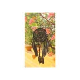 Sale Bali Dream Catcher Wall Hanging, Boho, Bohemian, Crochet, Knit, Boho Catcher, Gift Ideas, Christmas Gift, Halloween - Black Color - thumbnail 1