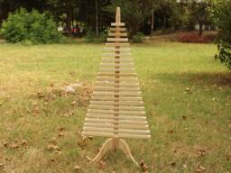 Christmas Tree Stand Samba Wood Decorative Standing Item Tall Wooden Tree Modern Design Hand Made - thumbnail 1