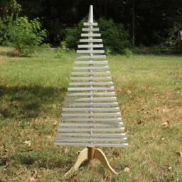 Christmas Tree Stand Samba Wood Decorative Standing Item Tall Wooden Tree Modern Design Hand Made - thumbnail 2
