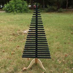 Christmas Tree Stand Samba Wood Decorative Standing Item Tall Wooden Tree Modern Design Hand Made - thumbnail 3