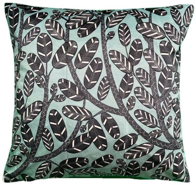 Art Deco Leaves Velvet Cushion Cover Botanical Print Pillow - image 1