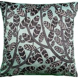 Art Deco Leaves Velvet Cushion Cover Botanical Print Pillow - thumbnail 2