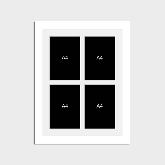 Multi Photo Frame - Holds 4 A4 Certificates/Photos in A 33mm White - image 1