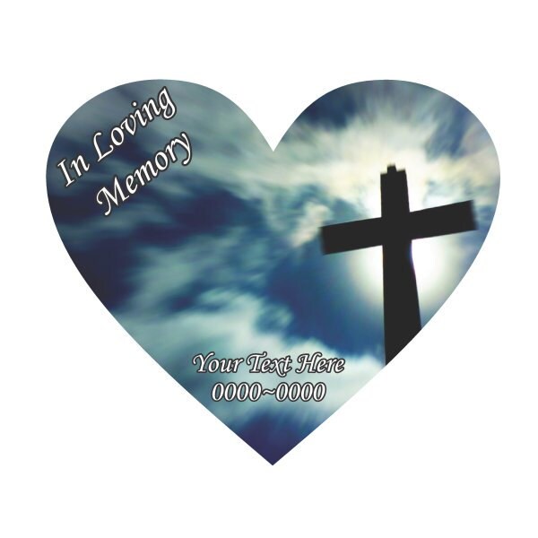 Cross in Loving Memory Full Color Heart 010 Custom Vinyl Wall Decal Or Car Sticker - Ilmfullcolorheart010Et