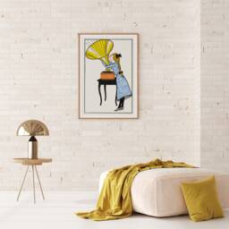 Music Girl Wall Art, Caruso Vinyl Poster By Moriz Jung, 19Th Century Art, Art Deco Canvas, Cozy Home Decor, Giclee Print, Lover Gift - thumbnail 3