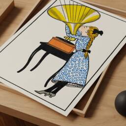 Music Girl Wall Art, Caruso Vinyl Poster By Moriz Jung, 19Th Century Art, Art Deco Canvas, Cozy Home Decor, Giclee Print, Lover Gift - thumbnail 2