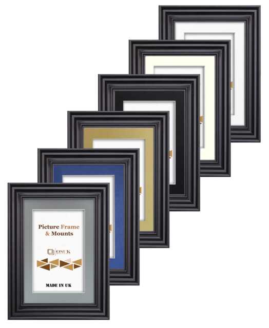 Black Swept Photo Frame With Mount - A1 A2 A3 Poster Picture White Ivory Blue Gold Mounts Wall Hanging & Tabletop Frames - image 1