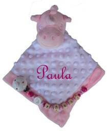 Baby Cuddly Blanket Unicorn Embroidered With Name + Pacifier Chain Gift Baptism Birth Comforter Pink White