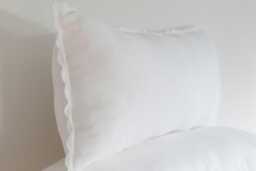 White Lumbar Linen Scalloped Edge Pillow Cover - 12x28'' Or 12x36'' Size - thumbnail 1