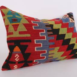 16x24 Turkish Kilim Pillow Cover Handmade Wool Lumbar Cushion - thumbnail 3