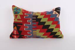16x24 Turkish Kilim Pillow Cover Handmade Wool Lumbar Cushion - thumbnail 1