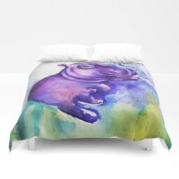 Hippo Duvet Cover Baby Comforter Safari Nursery Bedding Animal Decor Hippo Kids Room Dorm Girl Gift For Tween Wild - thumbnail 2