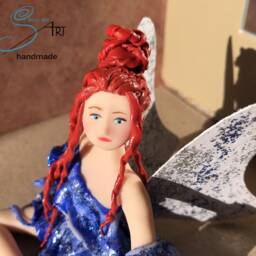 Magical Fairy Messenger Figure Handmade in Polymereclay Moldless - thumbnail 4