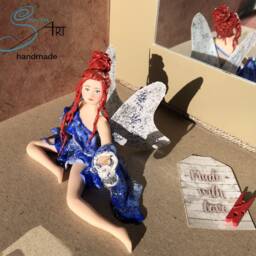 Magical Fairy Messenger Figure Handmade in Polymereclay Moldless - thumbnail 2