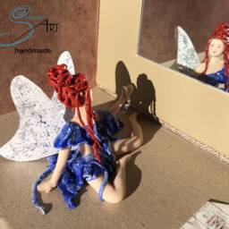 Magical Fairy Messenger Figure Handmade in Polymereclay Moldless - thumbnail 3