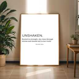 Minimalist Empowerment Art Print Unshaken Motivational Typography - Unframed - Poster Only - thumbnail 1