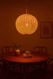 Handwoven Rattan Pendant Light, Natural Lampshade, Globe Ceiling 3 Options - thumbnail 1