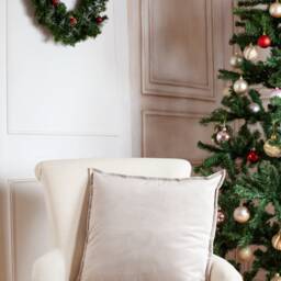 Beige Velvet Pillow Cover, Gray Cushion Cover - thumbnail 2