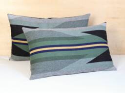 Pair Of 16x26 Wyeth Trail Oxford Wool Pillow Covers, Southwestern Bed Shams - Made To Order - thumbnail 1
