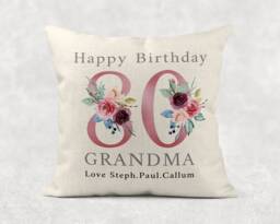 Personalised Floral Birthday Pillow Country Linen Cushion For Grandma - thumbnail 1